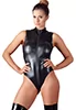 Zipped high neck body in false leather