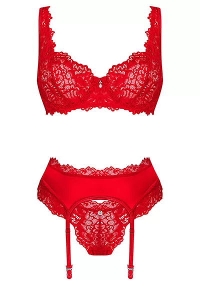 Amor Cherris red lingerie set 3p
