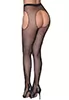 Black crotchless fishnet tights with rhinestones