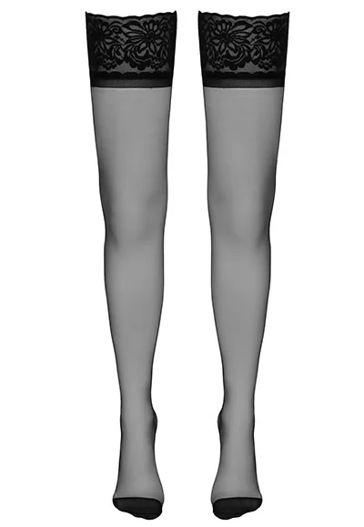 Black hold up stockings seam Cuban heel