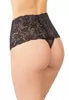 Black lace and mesh high waist thong