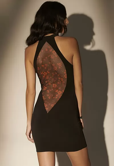 Black lycra mesh Dress Yumi