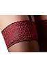 Black stockings with dark pink lace top