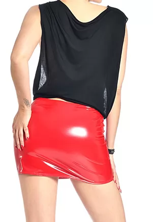 Demon red vinyl skirt