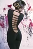 Ivanie black deep plunge Catsuit