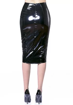 Plume pencil vinyl skirt