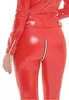 S zipped Red vinyl leggings