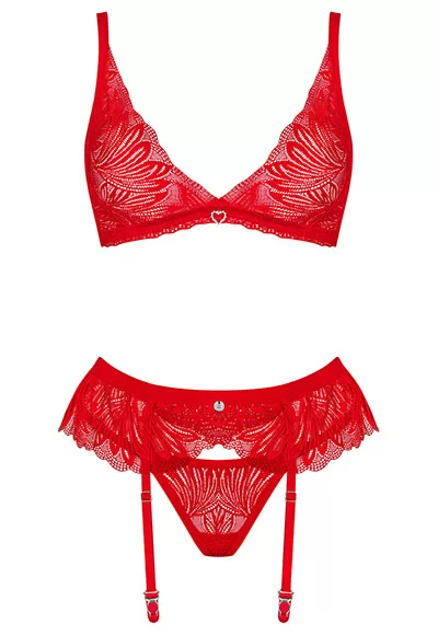Chilisa red lingerie set with garter belt