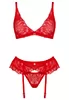 Chilisa red lingerie set with garter belt