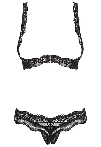 Crotchless lingerie lace 2 pcs Luvae Black