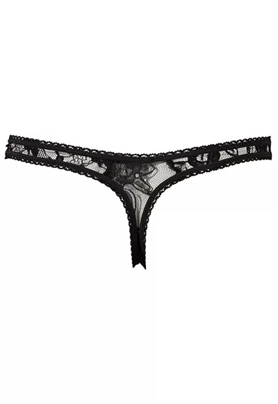 Crotchless Thong black lace
