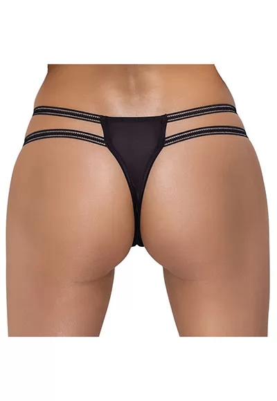 Double strap rhinestone crotchless Thong