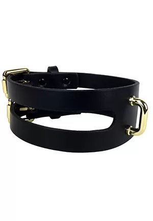 Elf Zhou Cut out Choker Black Leather