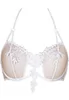 Embroidered white bra and beige tulle