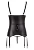 False leather half cup Basque crotchless thong