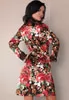 Floral satin and lace robe