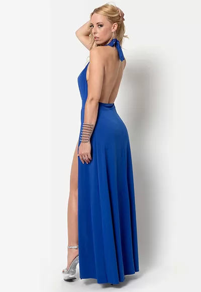 Isabella Blue Lycra slits Dress