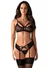 Lace lingerie garter set 3 pcs Black 818