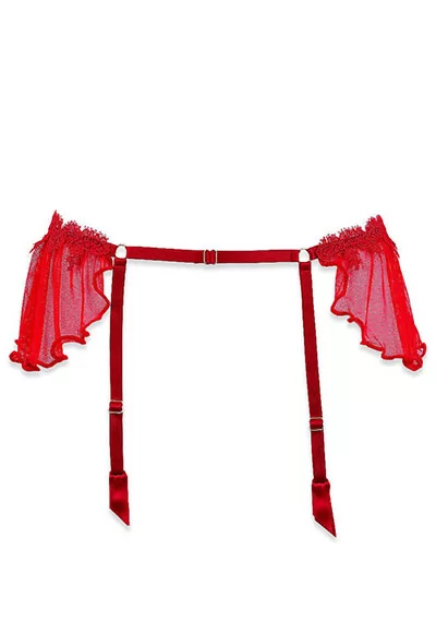 Elixir red Garter Belt with veils