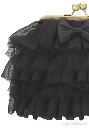 Makeup bag black ruffles 18cm