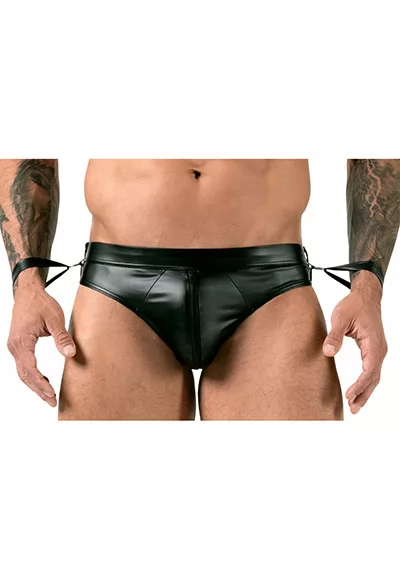 Mens wetlook Jock Briefs handcuffs