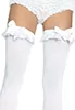 Opaque white stockings satin bow