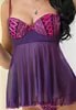 Pink and purple lace up Babydoll and thong