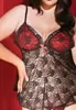 Plus size red and black lace Babydoll 2p