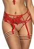 Red embroidered briefs beige mesh