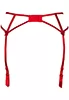 Red embroidered Garter Belt beige mesh