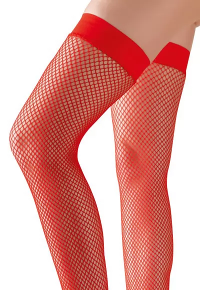 Red Hold up fishnet stockings