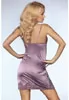 Satin chemise with purple lace and thong