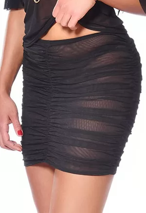 Sheer black mesh mini skirt Turquoise