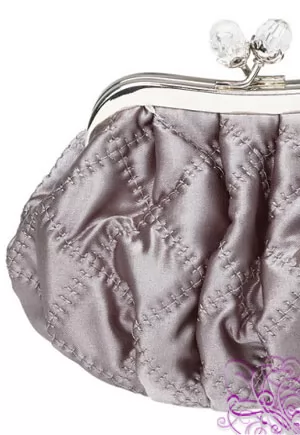 Silver quilted makeup bag 14cm 