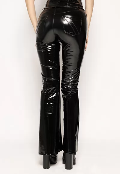 Stratosphere bootcut vinyl trousers