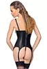 Topless black vinyl basque