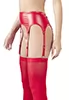 Wetlook red suspender belt 6 straps and stockings