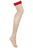 Beige stockings red garter S814
