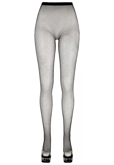 Black fishnet tights with rhinestones