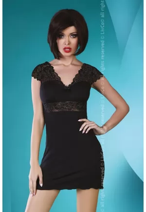 Black lace chemise with small sleeves