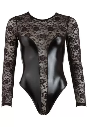 Body lace and wetlook long sleeves