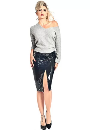 Plume pencil vinyl skirt