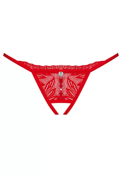 Chilisa red crotchless Thong