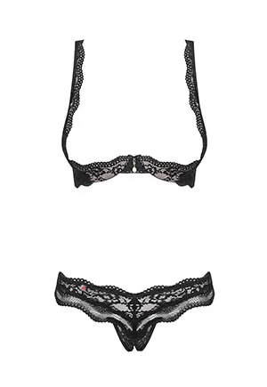 Crotchless lingerie lace 2 pcs Luvae Black