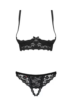Crotchless lingerie shelf bra 2 pcs Letica Black