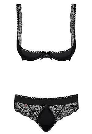 Crotchless lingerie shelf bra 2 pcs Miamor Black
