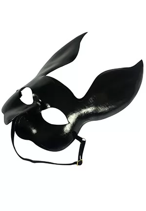 Elf Zhou Black Leather Bunny Mask