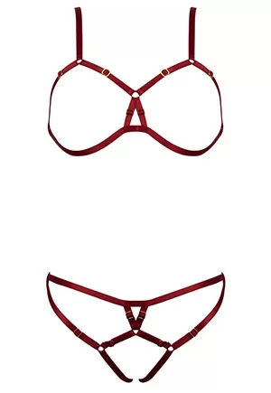 Elf Zhou Red Frame Bondage Open Bra Zhou