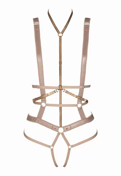 Ellen golden faux leather harness