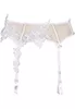 Embroidered white garter belt beige tulle